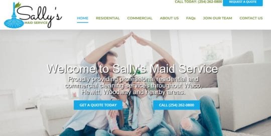 Website Design for Sally's Maid Service in Waco, Texas