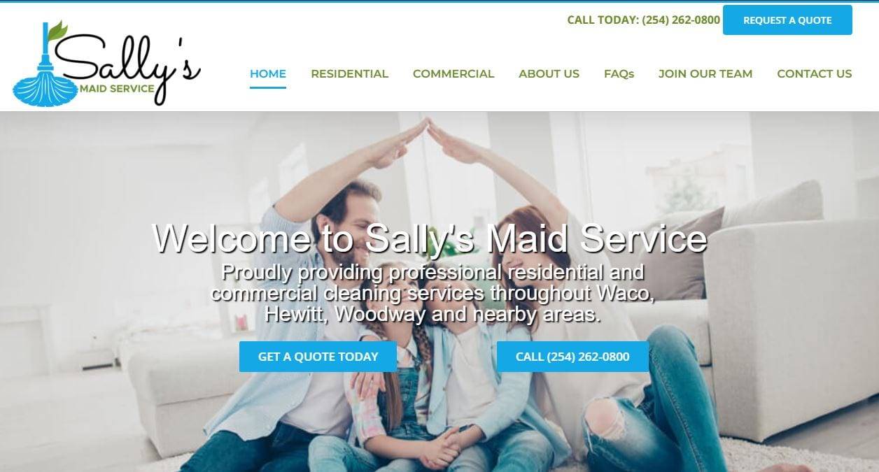 Website Design for Sally's Maid Service in Waco, Texas