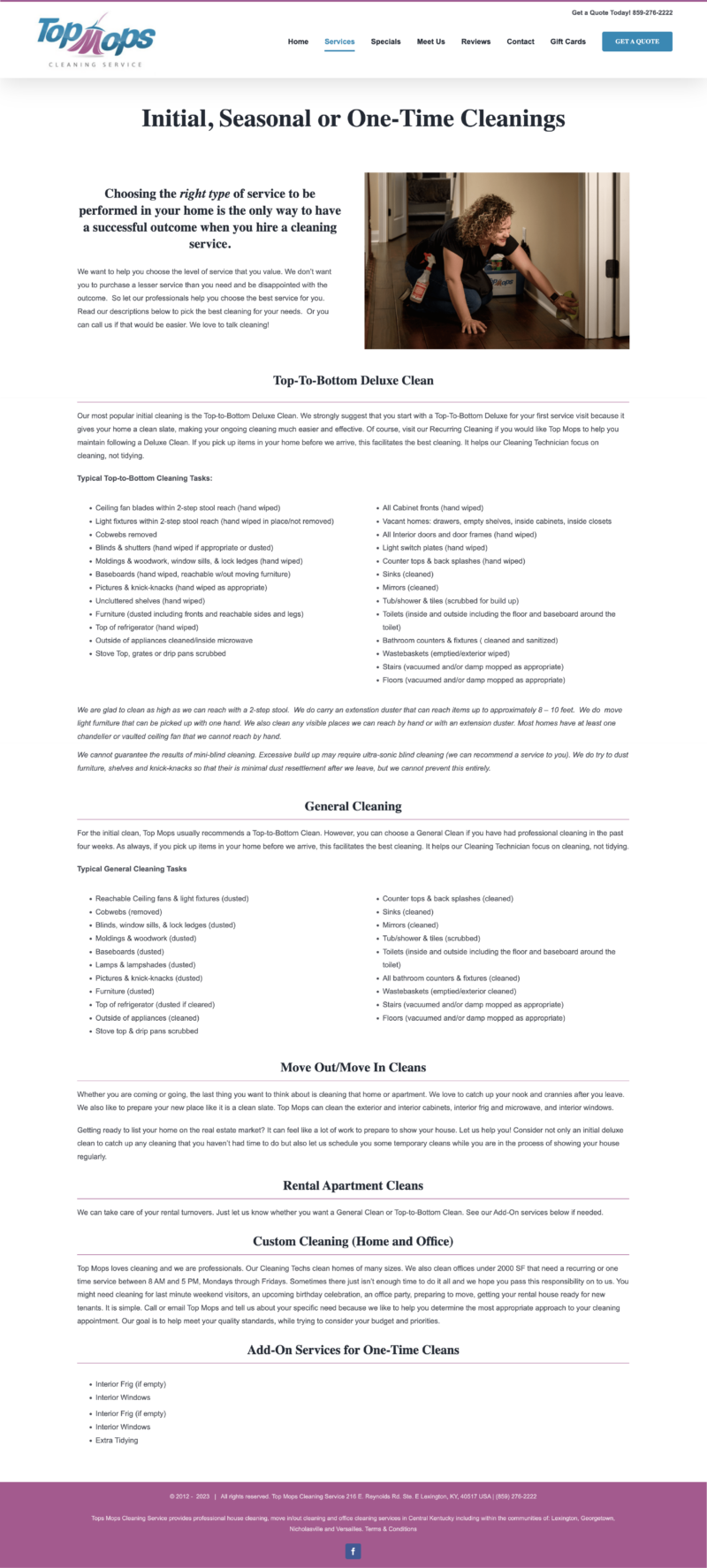 Top Mops Cleaning Service Lexington, KY site Design Marketing For Cleaners